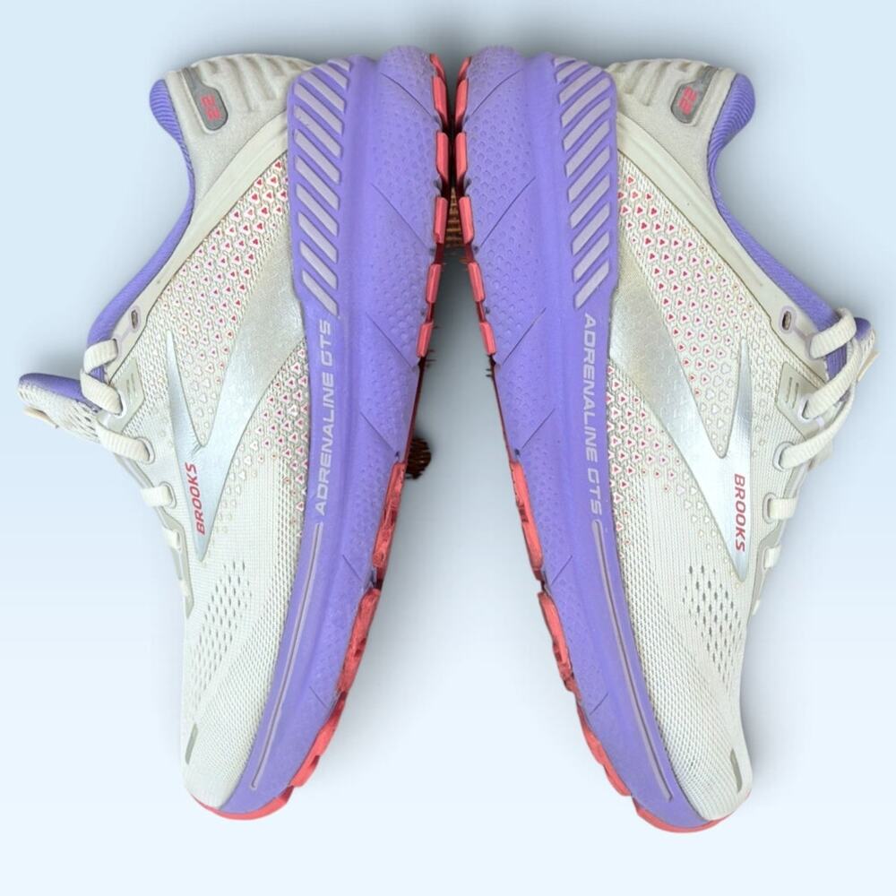 Brooks Adrenaline GTS 22 Women’s 9.5B White Coral Purple Running Shoes - Picture 7 of 13